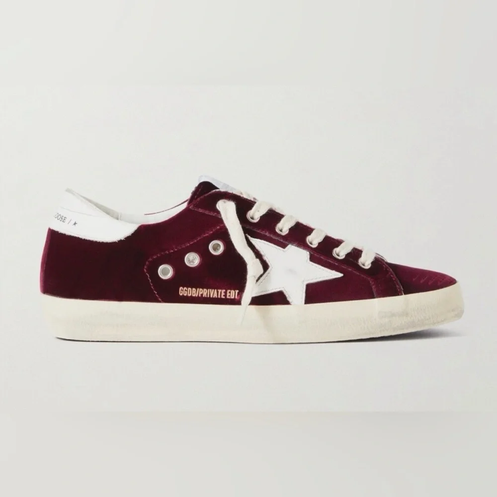 Golden Goose Burgundy Superstar sneakers velvet *rare* - Picture 1 of 8